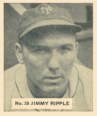 1936 Goudey World Wide Gum  Jimmy Ripple #28 Baseball Card