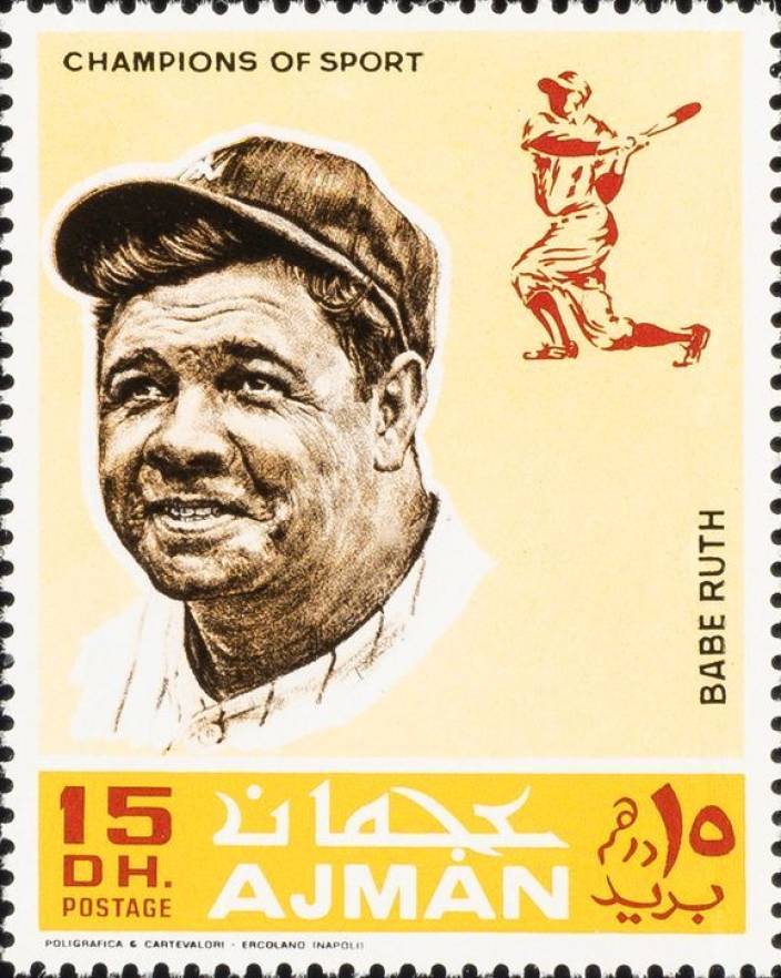 1969 Ajman Stamps Babe Ruth #15DH Baseball Card