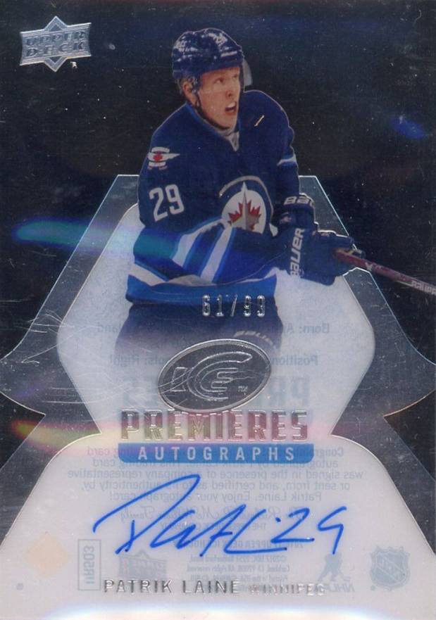 2016 Upper Deck Ice Ice Premieres Autograph Patrik Laine #IPAPL Hockey Card