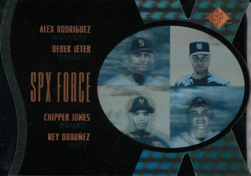 1997 SP SPx Force Alex Rodriguez/Derek Jeter/Chipper Jones/Rey Ordonez #6 Baseball Card