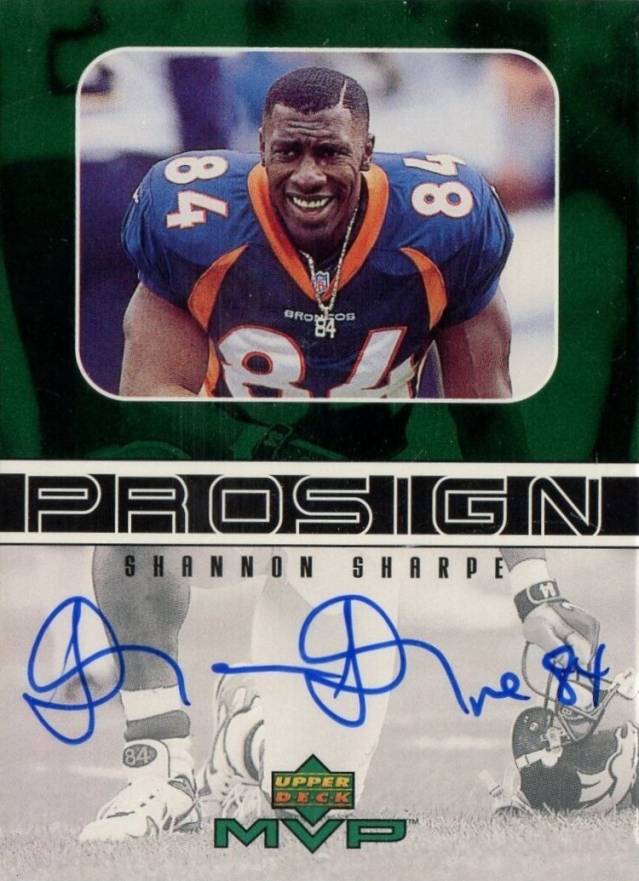 1999 Upper Deck MVP Prosign Shannon Sharpe #SS Football Card