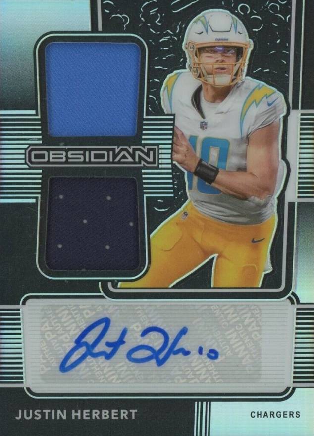 2020 Panini Obsidian Rookie Jersey Ink Justin Herbert #RJI4 Football Card