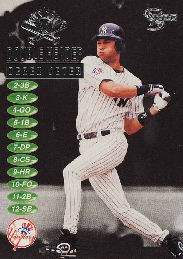 1998 Skybox Dugout Axcess Double Header Derek Jeter #4 Baseball Card