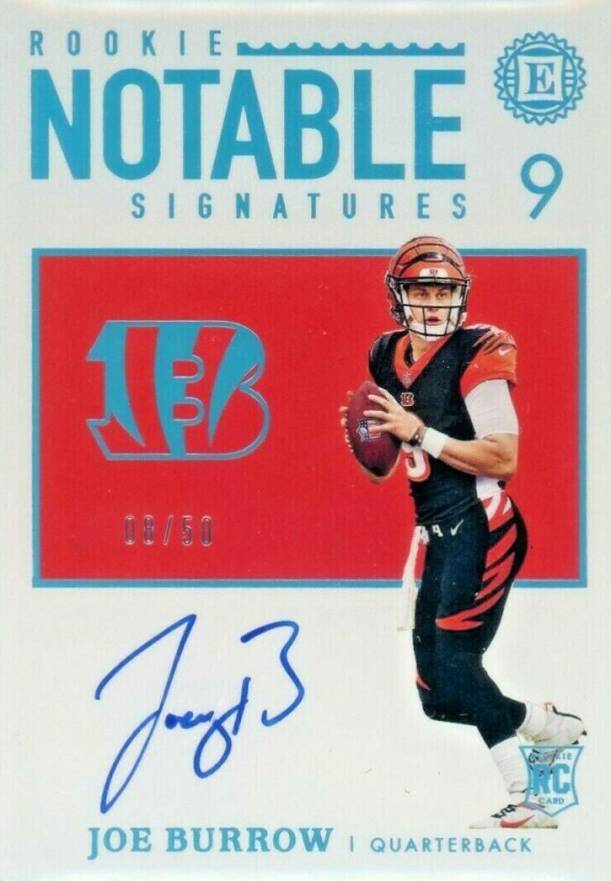 2020 Panini Encased Rookie Notable Signatures Joe Burrow #JB Football Card