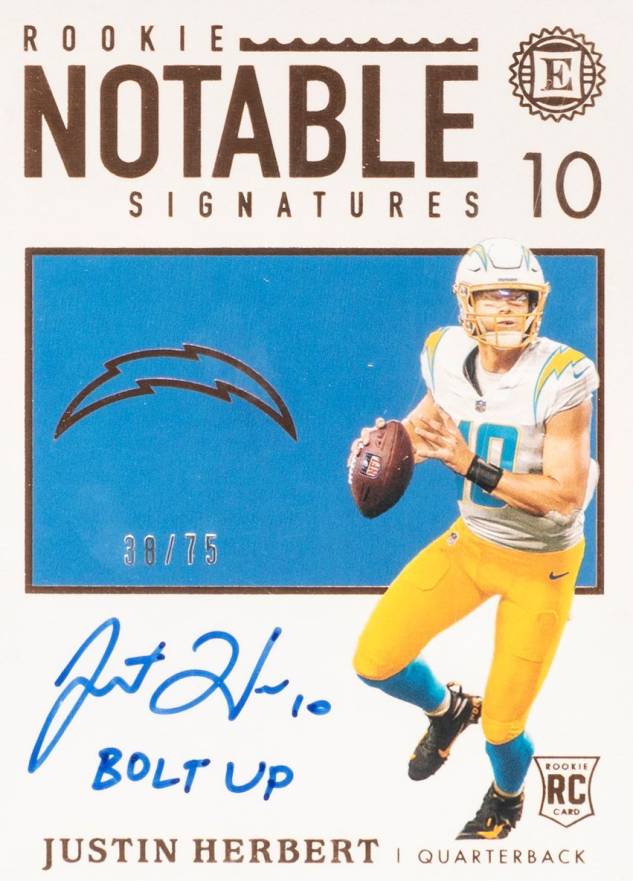 2020 Panini Encased Rookie Notable Signatures Justin Herbert #JH Football Card