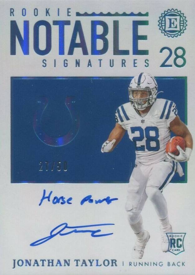 2020 Panini Encased Rookie Notable Signatures Jonathan Taylor #JT Football Card