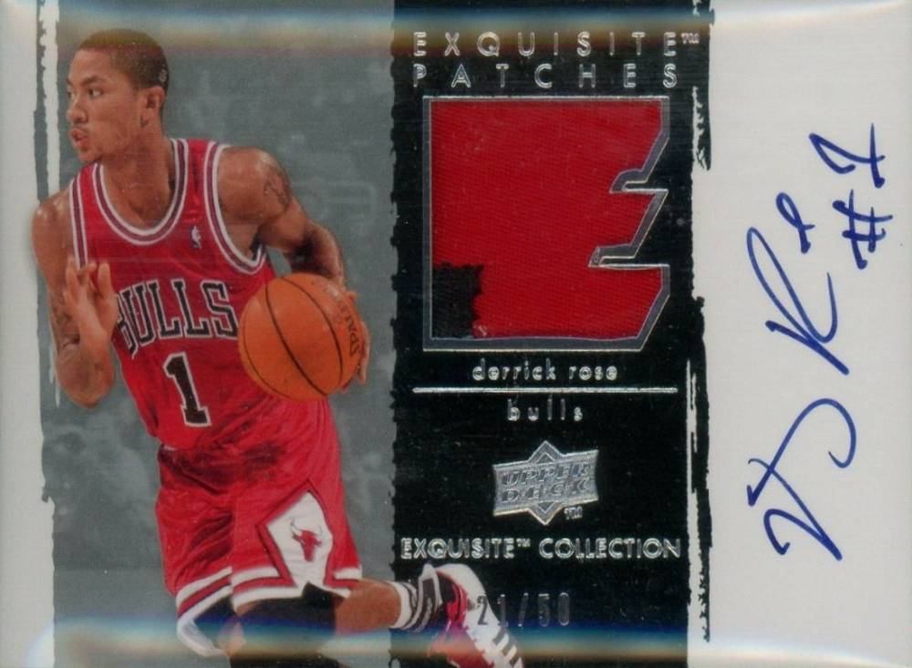 2009 Upper Deck Exquisite Collection Autographs Patches Derrick Rose #P-DR Basketball Card