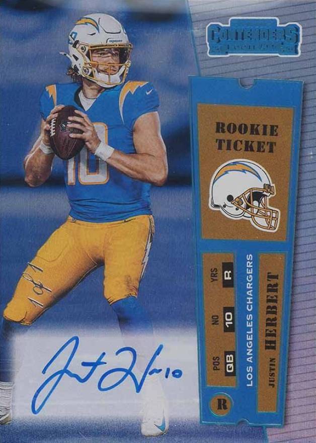 2020 Panini Contenders 2000 Rookie Ticket Autograph Justin Herbert #JHE Football Card