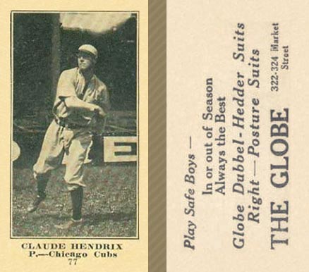 1916 The Globe Clothing Roy Hartzell #77 Baseball Card