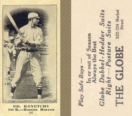 1916 The Globe Clothing Ed. Konetchy #96 Baseball Card