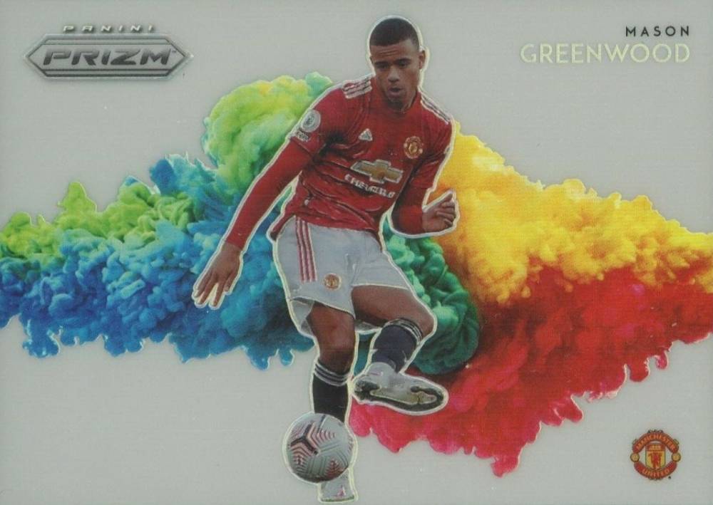 2020 Panini Prizm Premier League Color Blast Mason Greenwood #21 Soccer Card