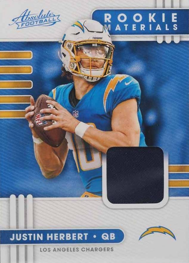 2020 Panini Absolute Rookie Materials Justin Herbert #3 Football Card