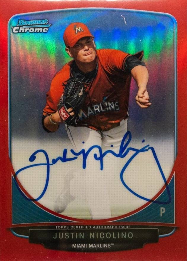 2013 Bowman Prospect Autograph Justin Nicolino #BCPJN Baseball Card