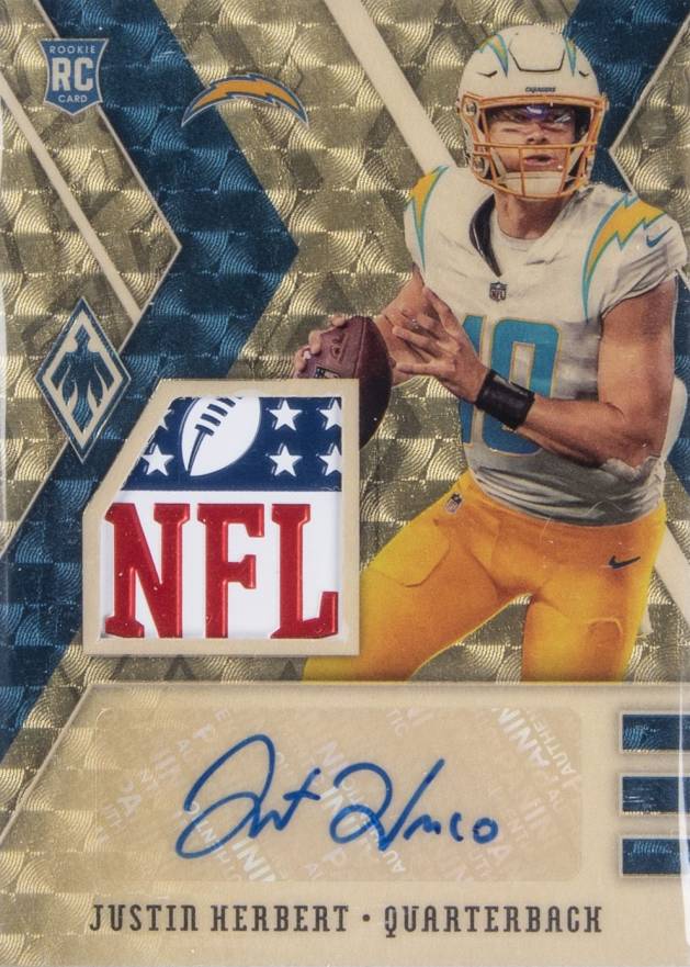 2020 Panini Phoenix RPS Rookie Autograph Jersey Justin Herbert #JH Football Card