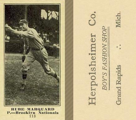 1916 Herpolsheimer Co. Rube Marquard #113 Baseball Card