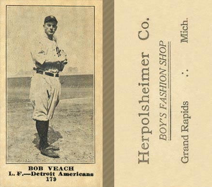 1916 Herpolsheimer Co. Bob Veach #179 Baseball Card