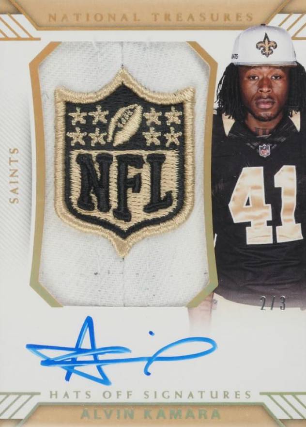 2017 Panini National Treasures Rookie Hats Off Signatures Alvin Kamara #AKM Football Card