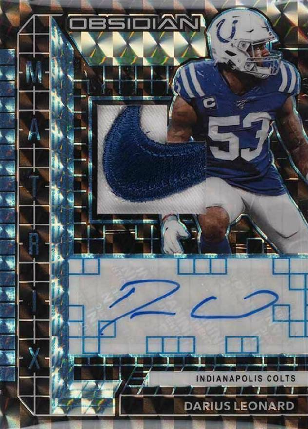 2020 Panini Obsidian Matrix Material Autographs Darius Leonard #MMA5 Football Card