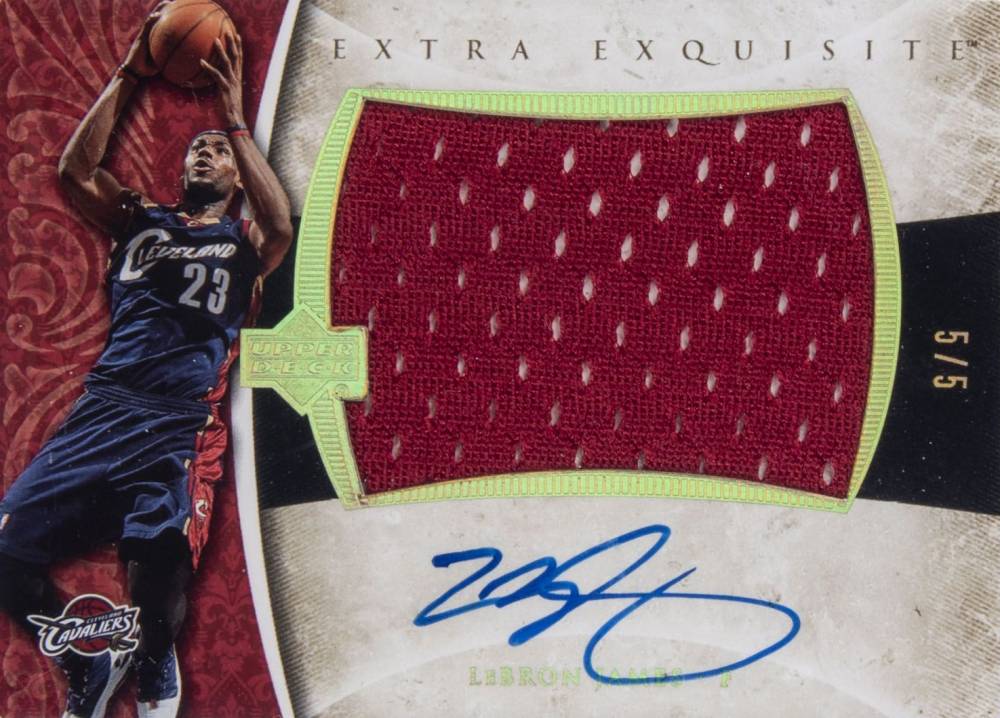 2005 Upper Deck Exquisite Collection Extra Exquisite Jersey Autograph LeBron James #EXALJ3 Basketball Card