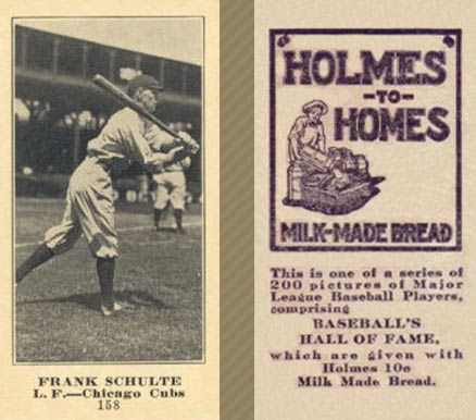 1916 Holmes for Homes Bread Frank Schulte #158 Baseball Card