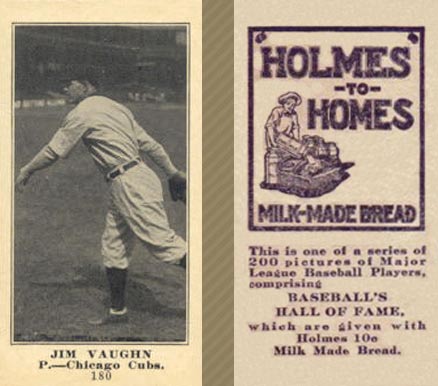 1916 Holmes for Homes Bread Jim Vaughn #180 Baseball Card