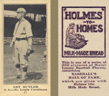 1916 Holmes for Homes Bread Art Butler #21 Baseball Card