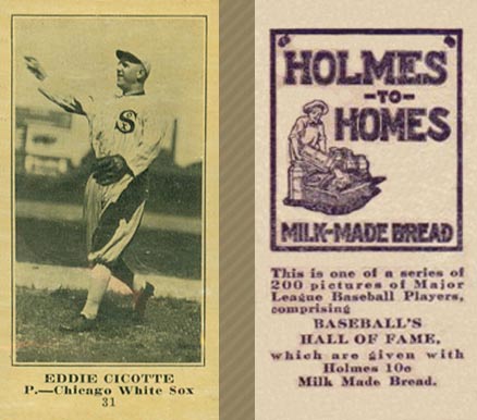 1916 Holmes for Homes Bread Eddie Cicotte #31 Baseball Card