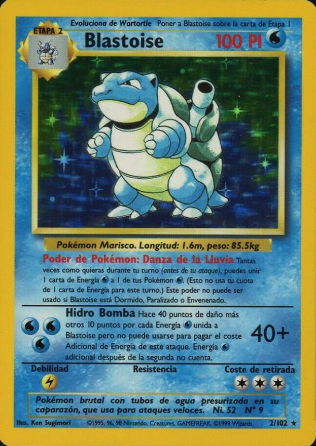 1999 Pokemon Spanish Blastoise-Holo #2 TCG Card