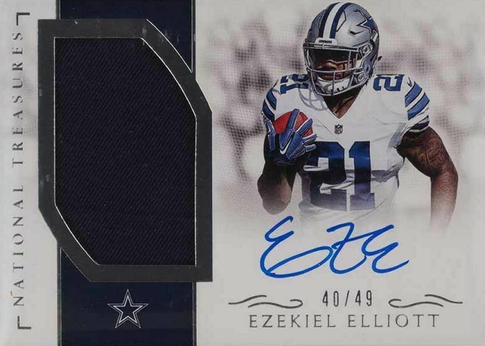 2016 Panini National Treasures Rookie Material Signatures Ezekiel Elliott #RMSEE Football Card