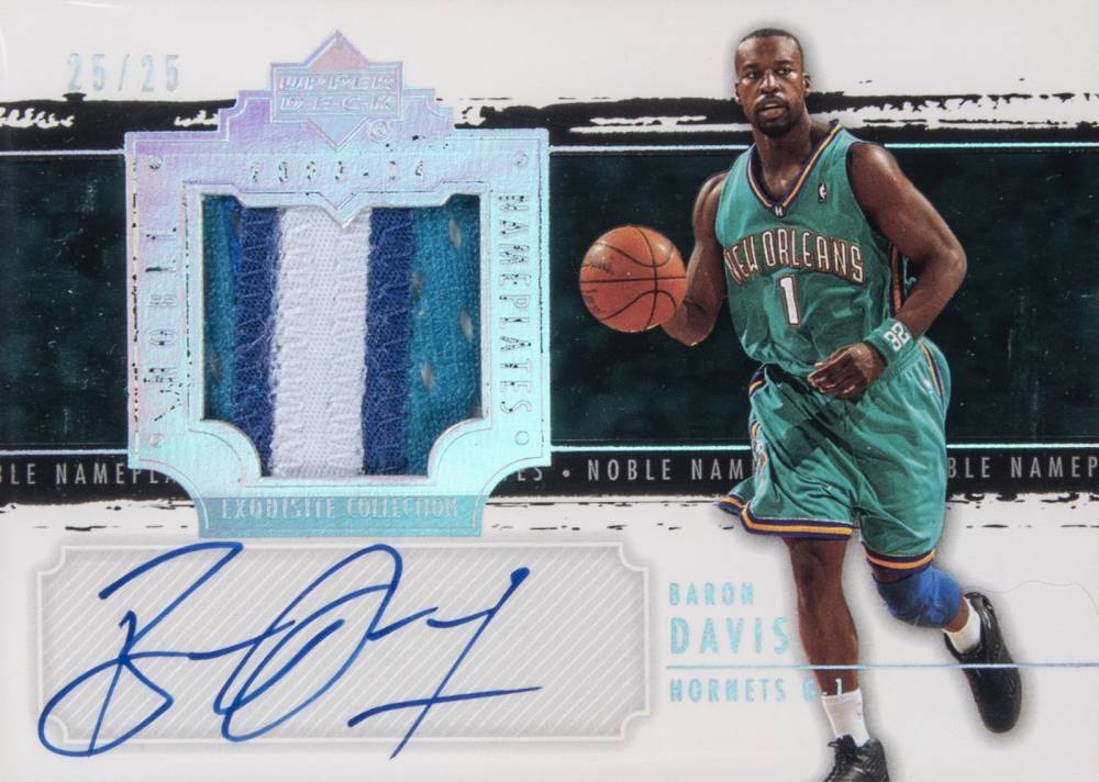 2003 Upper Deck Exquisite Collection Noble Nameplates Autograph Baron Davis #NN-BD Basketball Card