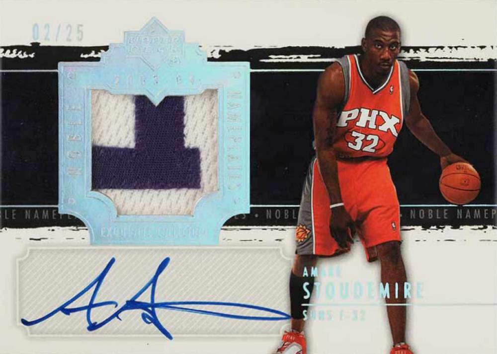 2003 Upper Deck Exquisite Collection Noble Nameplates Autograph Amar'e Stoudemire #NN-AS Basketball Card