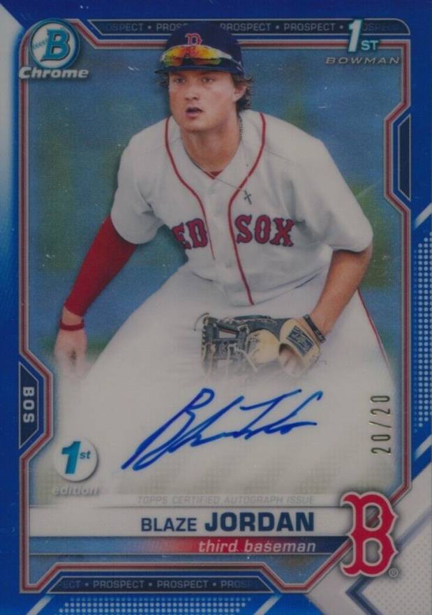 2021 Bowman 1st Edition Chrome Autographs Blaze Jordan #BJ Baseball Card