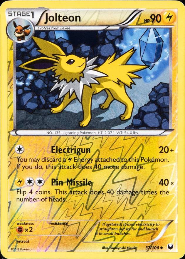 2012 2012 Pokemon Black & White Dark Explorers Jolteon-Reverse Foil #37 TCG Card