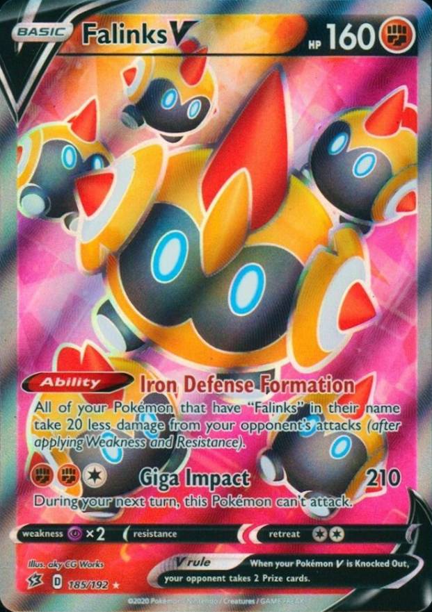 2020 Pokemon Sword & Shield Rebel Clash Full Art/Falinks V #185 TCG Card