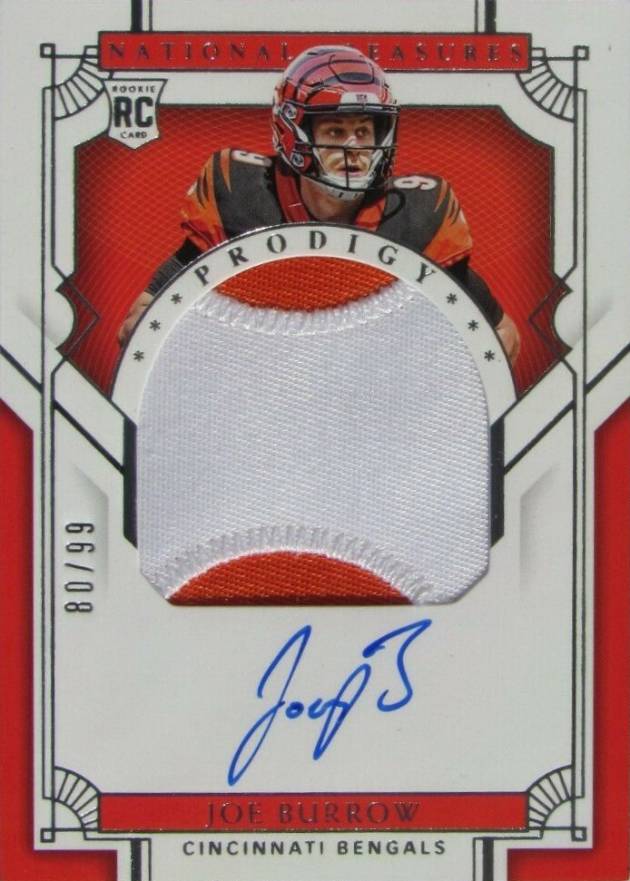 2020 Panini National Treasures Prodigy Patch Autographs Joe Burrow #JB Football Card