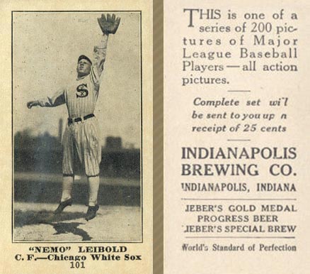 1916 Indianapolis Brewing Nemo Leibold #101 Baseball Card