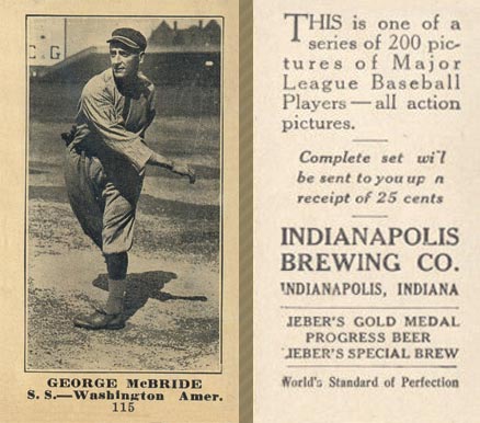 1916 Indianapolis Brewing George McBride #115 Baseball Card