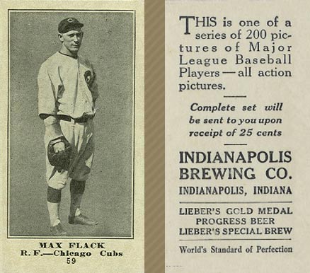 1916 Indianapolis Brewing Max Flack #59 Baseball Card