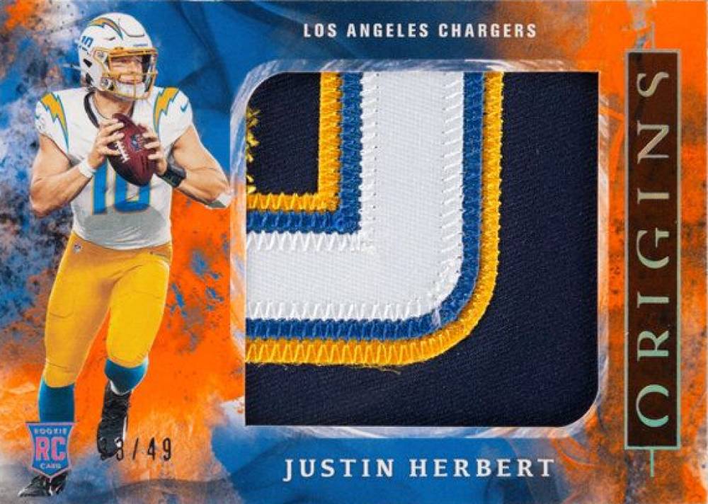 2020 Panini Origins Rookie Jumbo Jerseys Justin Herbert #RJJ3 Football Card