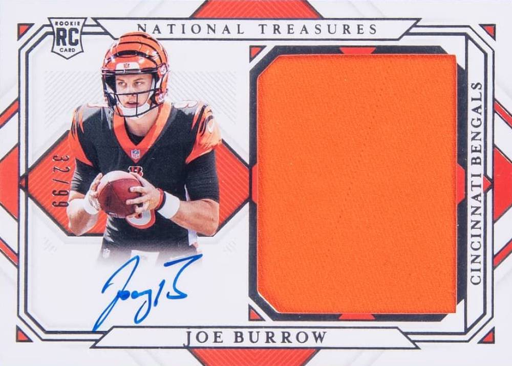 2020 Panini National Treasures Rookie Material Signatures Joe Burrow #JB Football Card