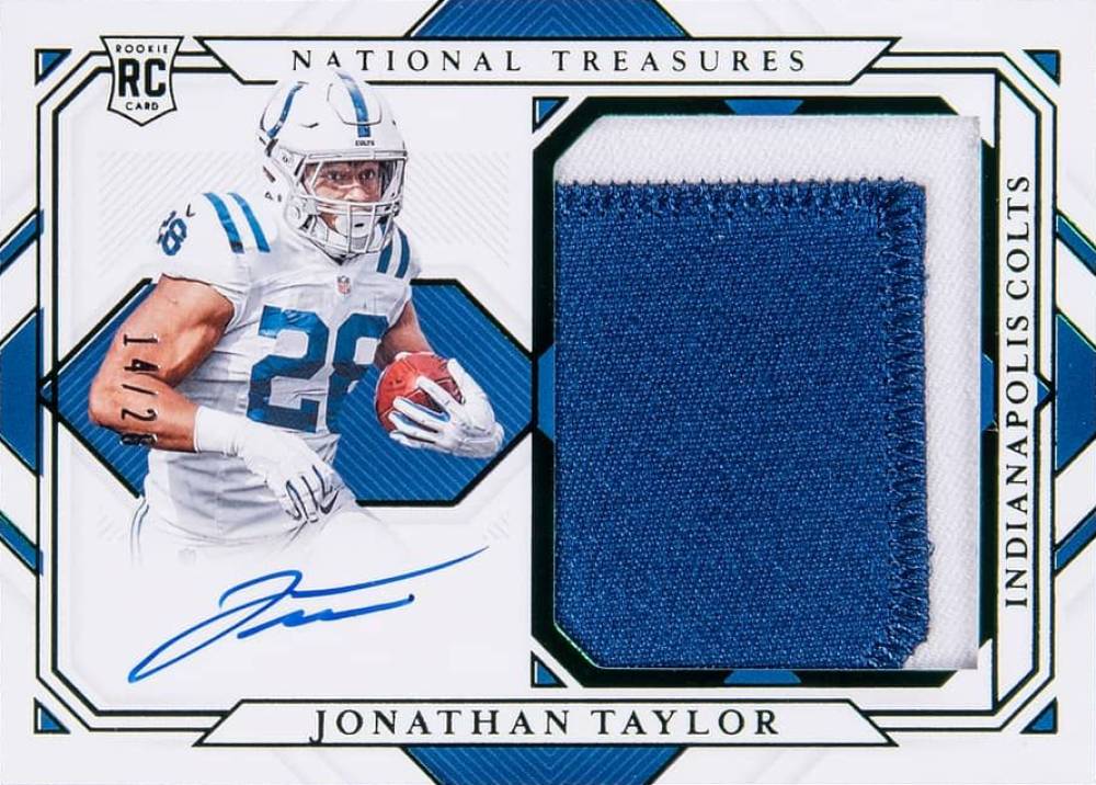 2020 Panini National Treasures Rookie Material Signatures Jonathan Taylor #JT Football Card