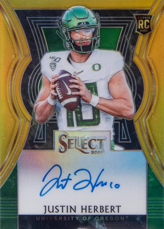 2020 Panini Chronicles Draft Picks Select Autographs Justin Herbert #2 Football Card