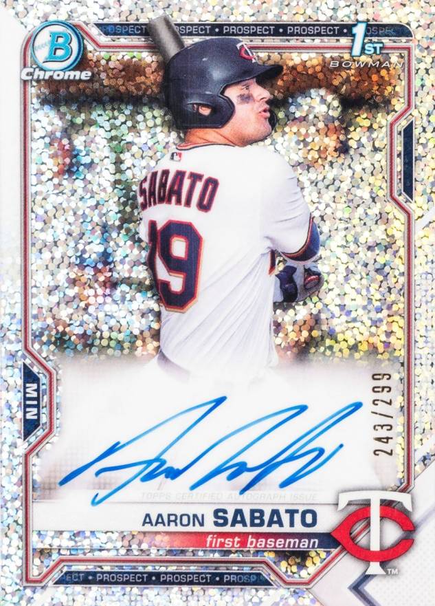 2021 Bowman Chrome Prospect Autographs Aaron Sabato #CPAAS Baseball Card