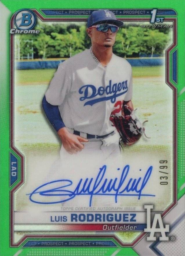 2021 Bowman Chrome Prospect Autographs Luis Rodriguez #CPALR Baseball Card