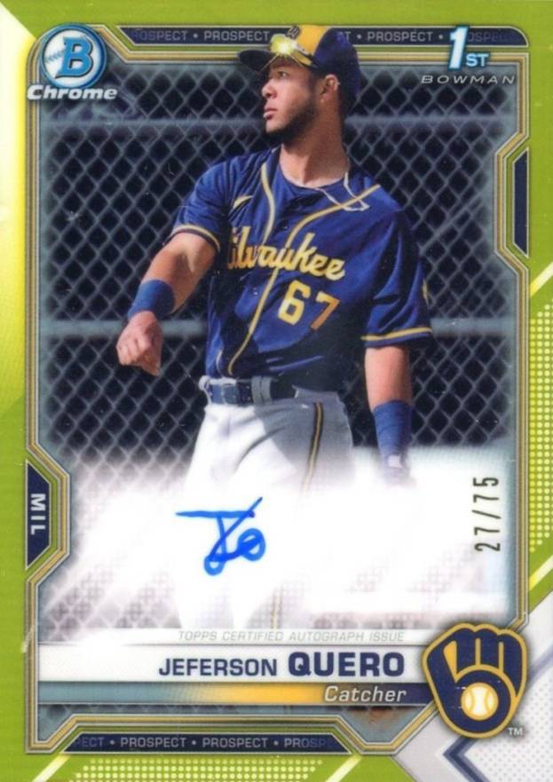 2021 Bowman Chrome Prospect Autographs Jeferson Quero #CPAJQ Baseball Card