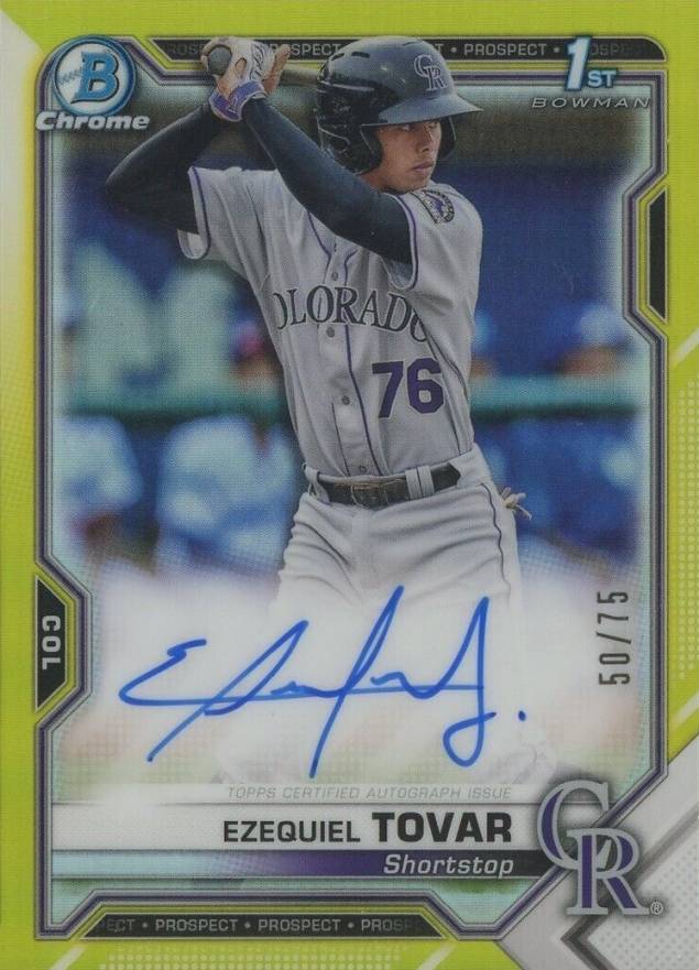 2021 Bowman Chrome Prospect Autographs Ezequiel Tovar #CPAETO Baseball Card