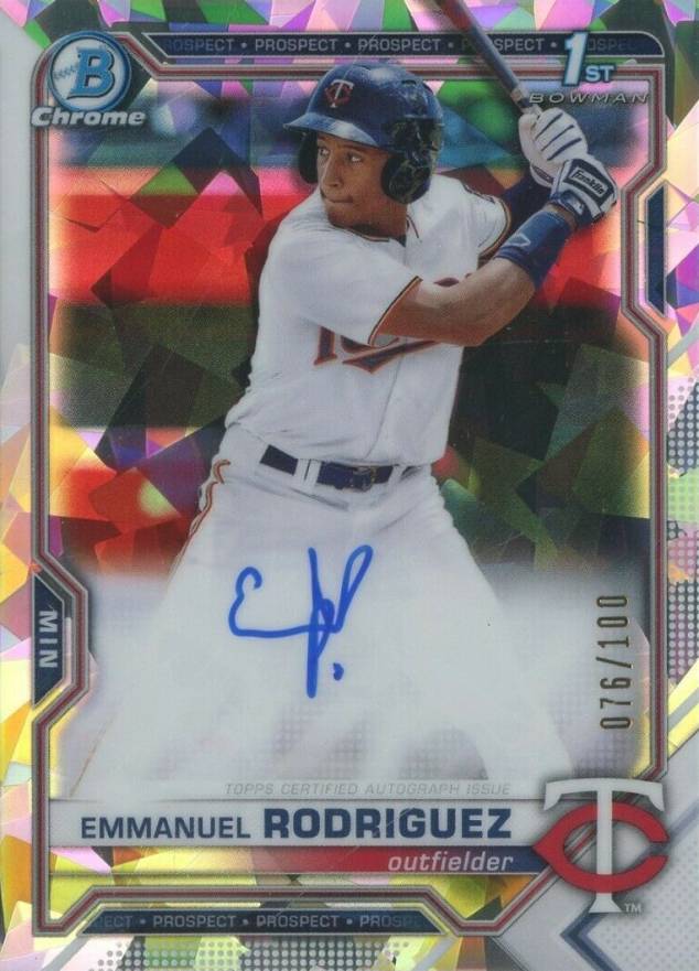 2021 Bowman Chrome Prospect Autographs Emmanuel Rodriguez #CPAERO Baseball Card
