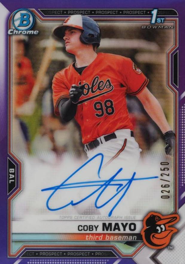 2021 Bowman Chrome Prospect Autographs Coby Mayo #CPACMA Baseball Card