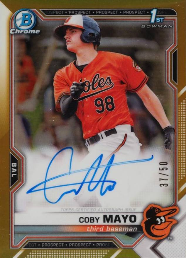 2021 Bowman Chrome Prospect Autographs Coby Mayo #CPACMA Baseball Card