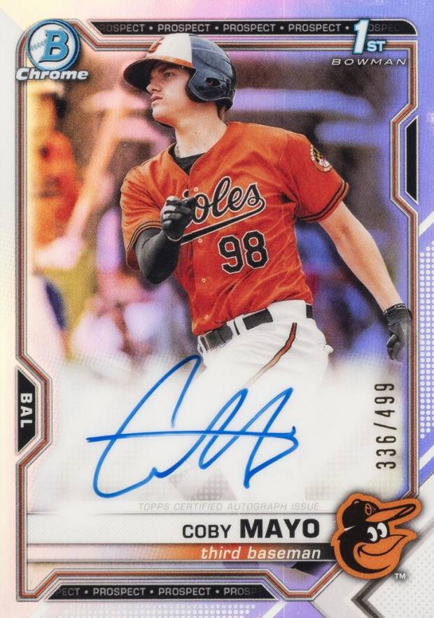 2021 Bowman Chrome Prospect Autographs Coby Mayo #CPACMA Baseball Card